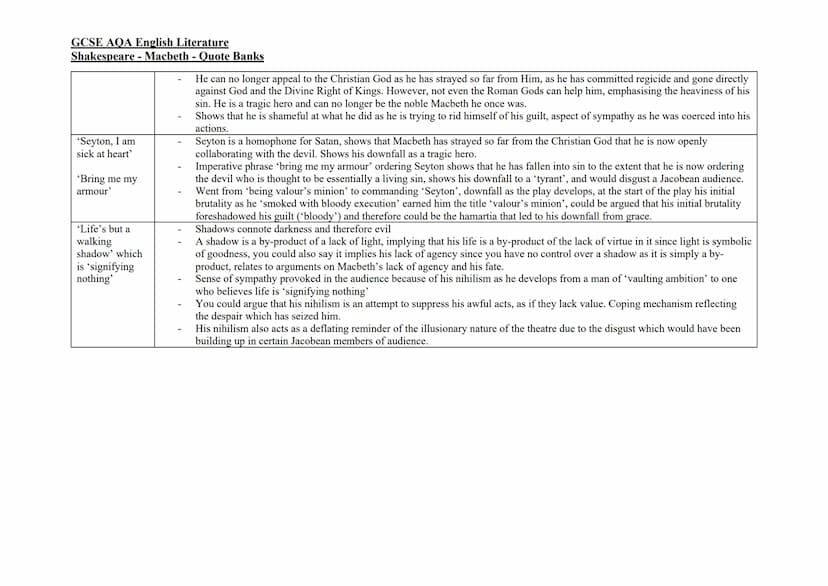 GCSE AQA English Literature
Shakespeare - Macbeth - Quote Banks
'Stars, hide your
fires; let not light see
my black and deep
desires'
'I hav
