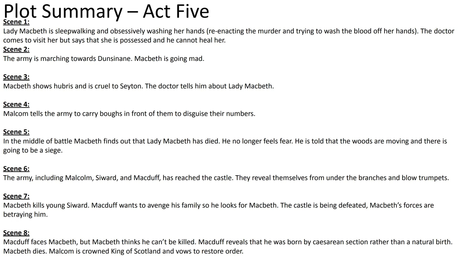
<h3 id="scene1">Scene 1:</h3>
<p>The play opens with a meeting of three witches, who arrange to meet Macbeth. This is the first mention of 