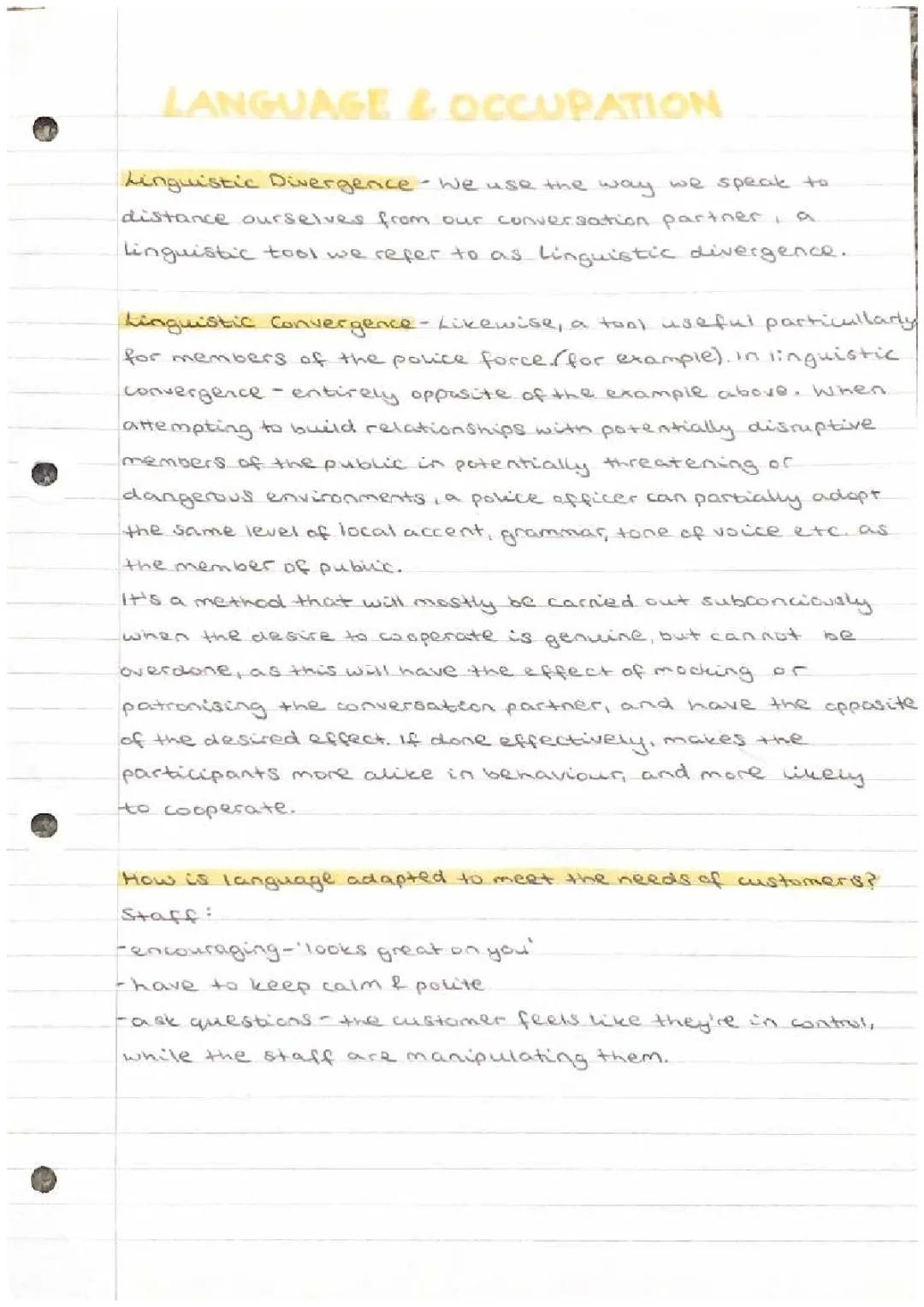 language and occupation english langauge