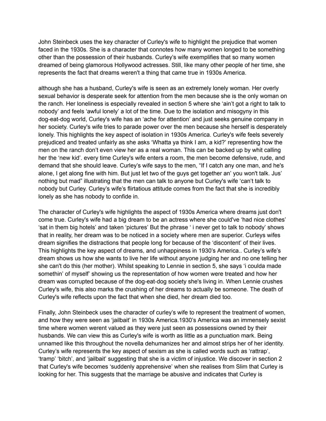 Curley's Wife Explained: Of Mice and Men - Essay, Quotes, and Dreams