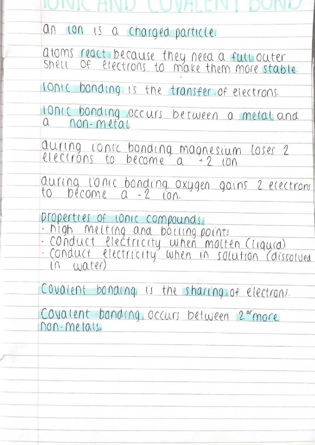 Ionic and Covalent Bonding