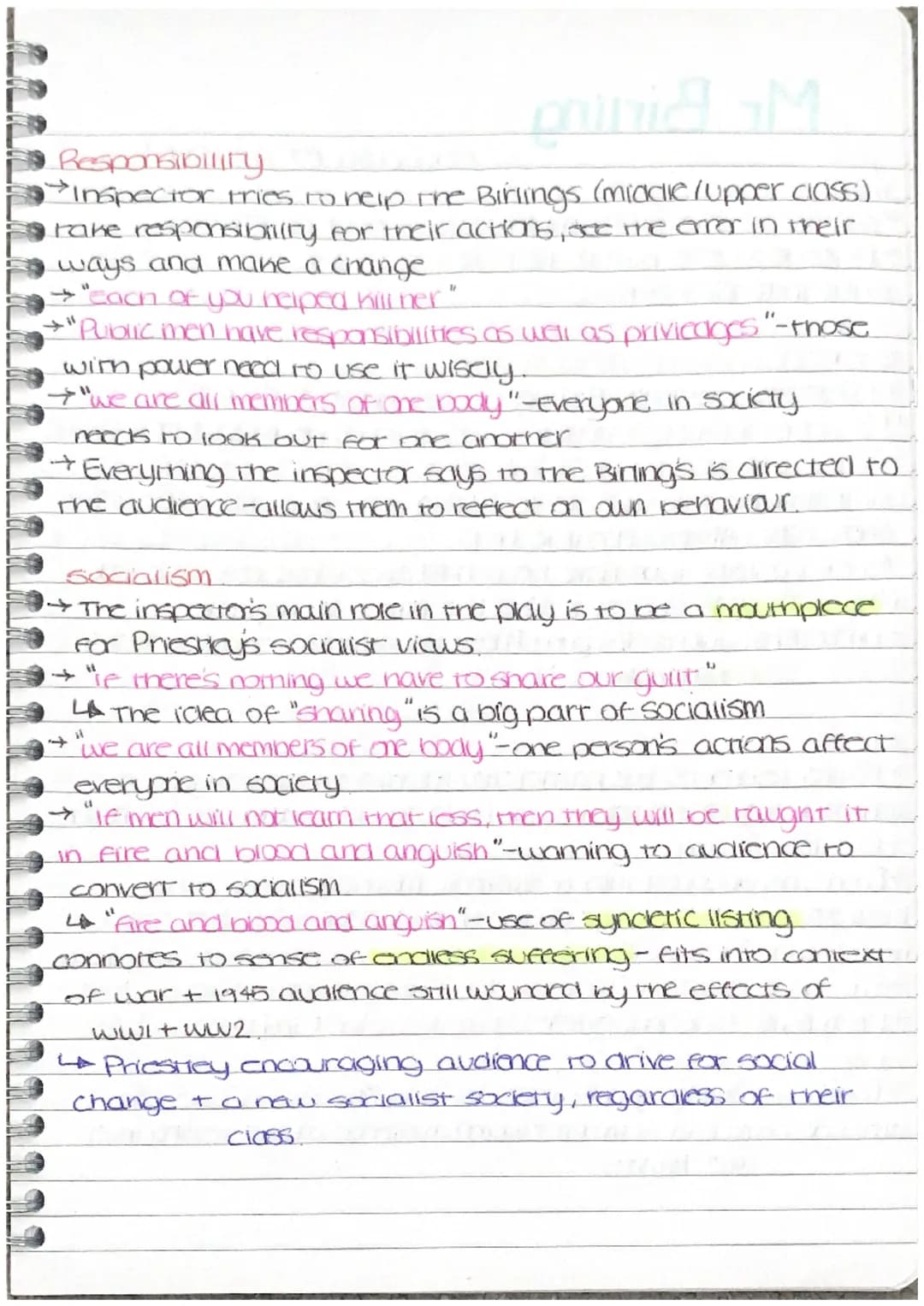 Inspector Goole
(essay plan for inspector).
intro
*Symbol of the working class I those who are left voiceless,
due to capitalism.
→ Presents