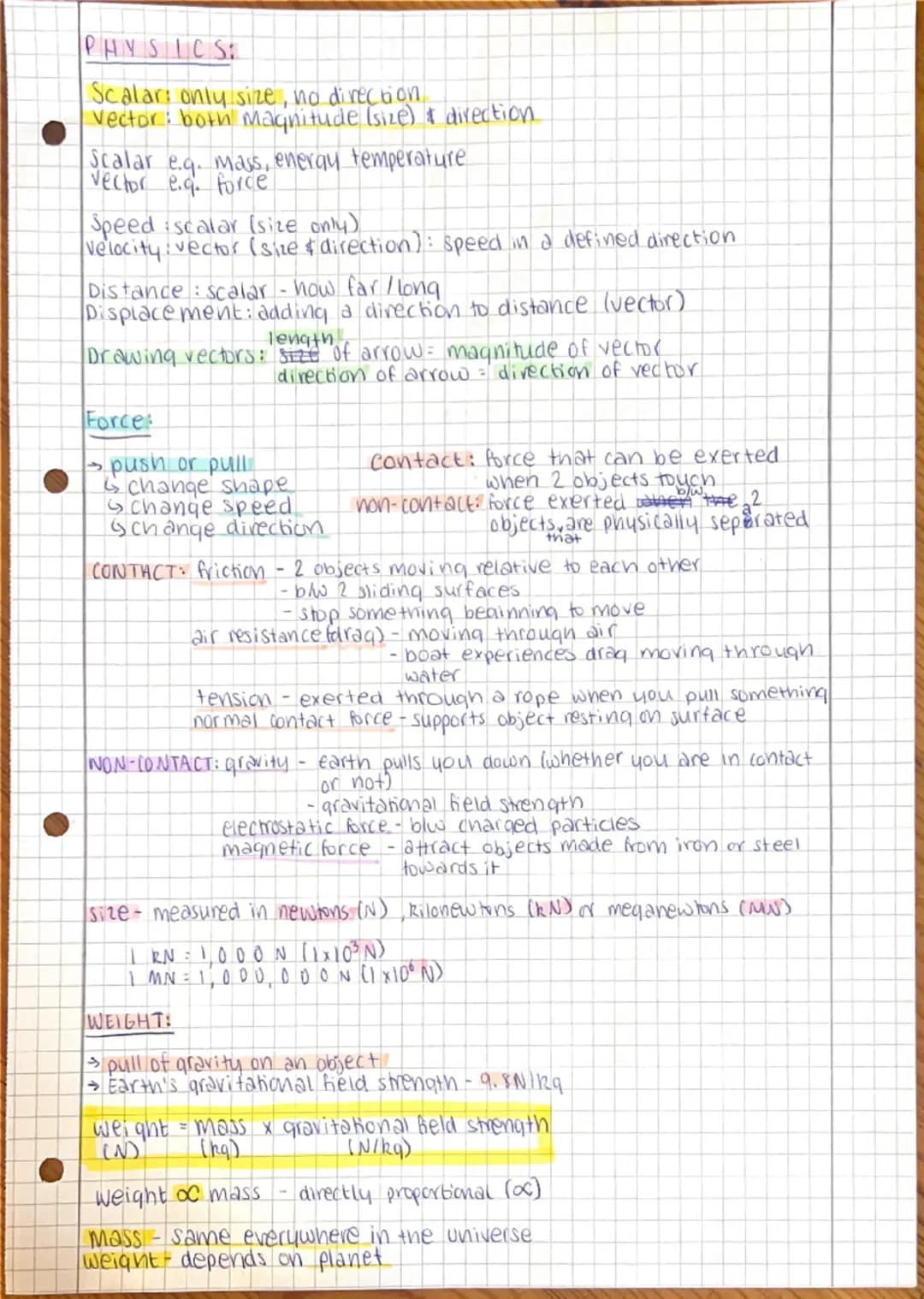 --- OCR Start ---
PHYSICS:
Scalar: only size, no direction
Vector: both Magnitude (size) & direction
Scalar e.q. mass, energy temperature
ve