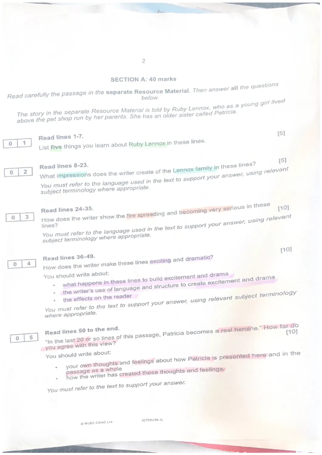 SECTION A: 40 marks
Read carefully the passage in the separate Resource Material. Then answer all the questions
below.
0
0
0
The story in th