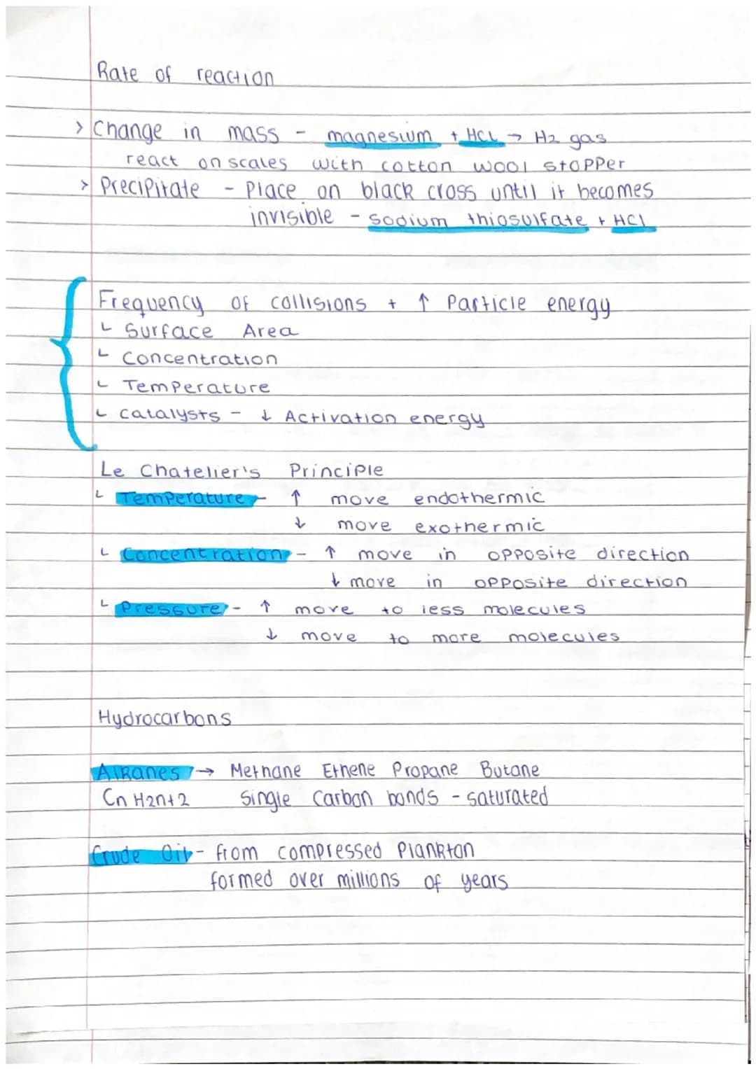 Rate of reaction.
> Change in mass
magnesium + HCL → H₂ gas
react on scales with cotton wool Stopper
> Precipitate Place on black cross unti