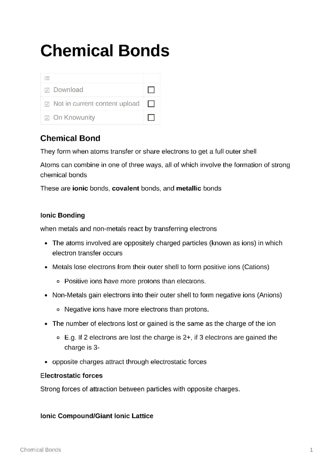 Chemical Bonds 