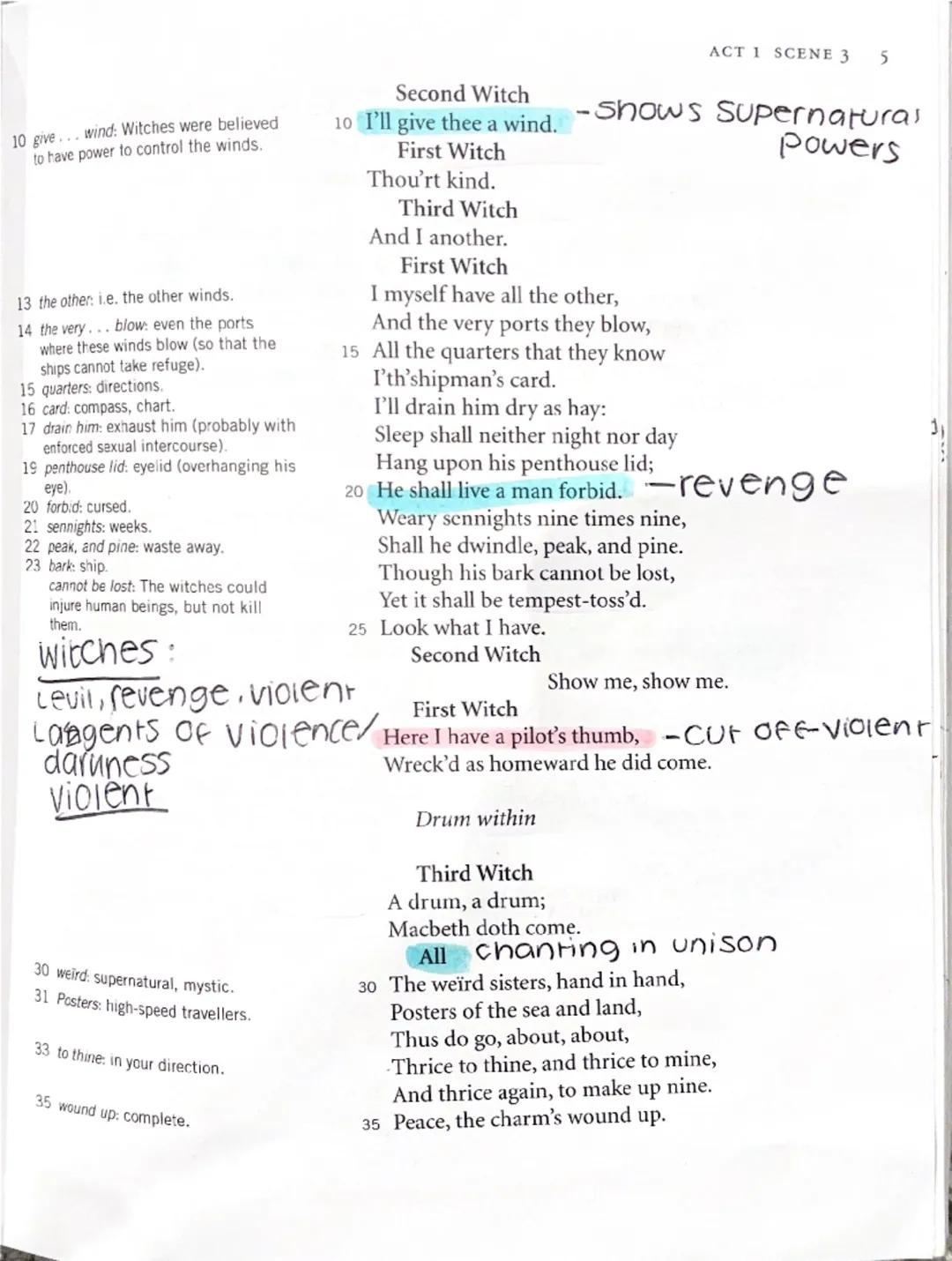 Act 1 Scene 1
A Prologue of evil: the three witches
arrange to meet Macbeth when the fighting
is over.
3 hurly-burly: turmoil, tumult.
4 Whe
