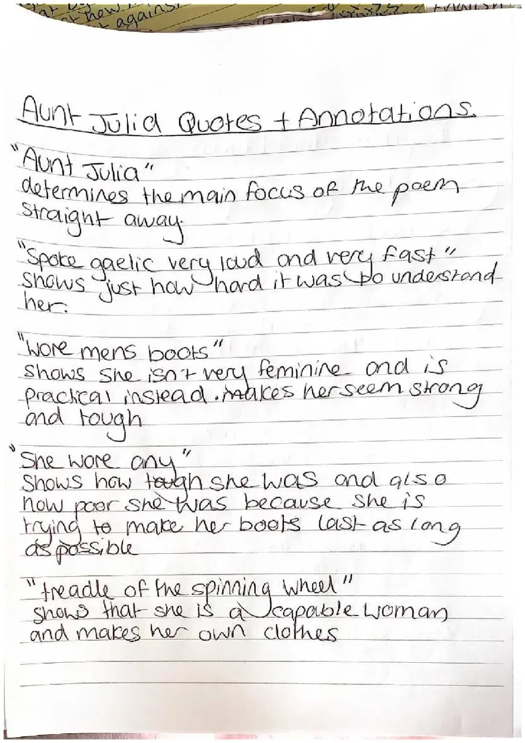Aunt Julia Poem Quotes Analysis and Quizlet PDF