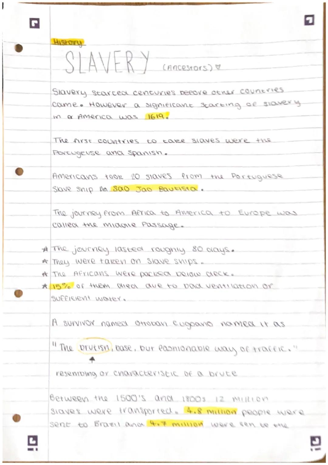 # History

SLAVERY
(Ancestors)

Slavery Starcea centuries beeore other countries.
came. However a significant starting of slavery.
in or Ame