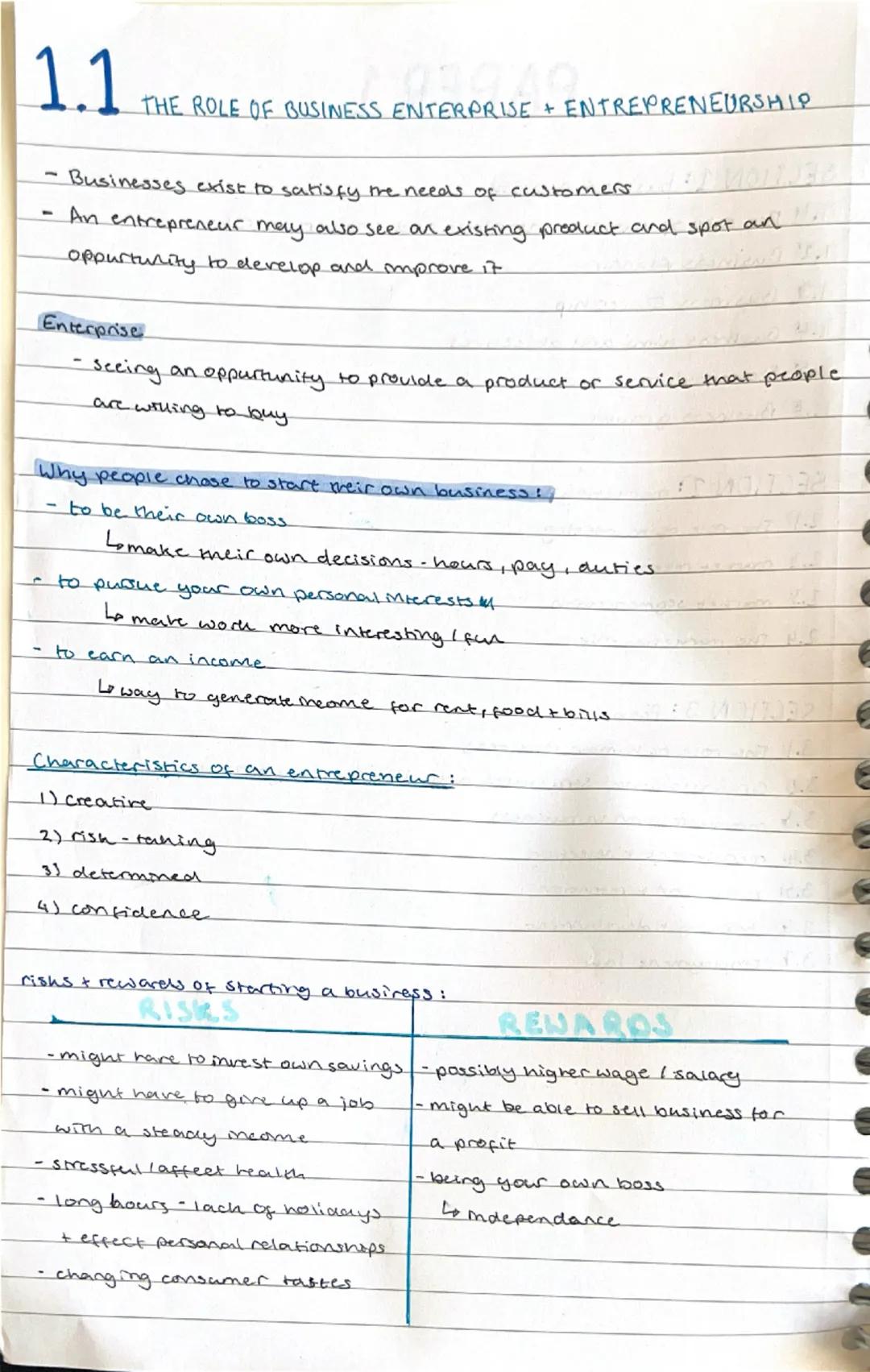 OCR business paper 1 notes