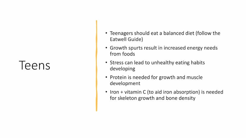 Nutrition for
Different Ages Toddlers
• There is NO Eatwell Guide for children under 2
years of age
●
Toddlers need small and frequent meals