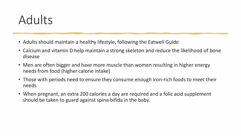 Nutrition for
Different Ages Toddlers
• There is NO Eatwell Guide for children under 2
years of age
●
Toddlers need small and frequent meals
