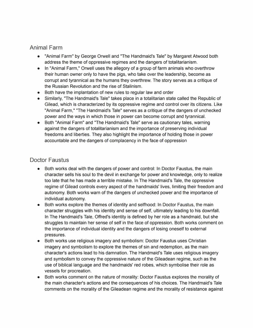 
<p>In both Margaret Atwood's The Handmaid's Tale and George Orwell's 1984, there is a common theme of totalitarianism, which encompasses a 
