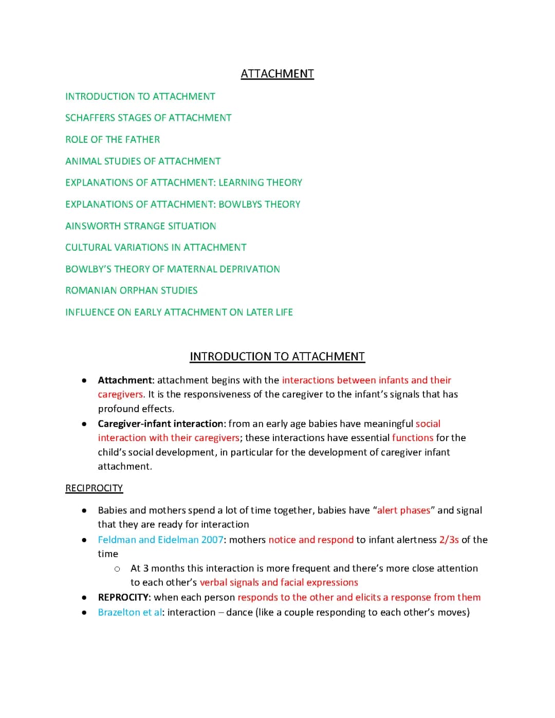 A Level Psychology Attachment Revision Notes PDF & AQA Past Papers