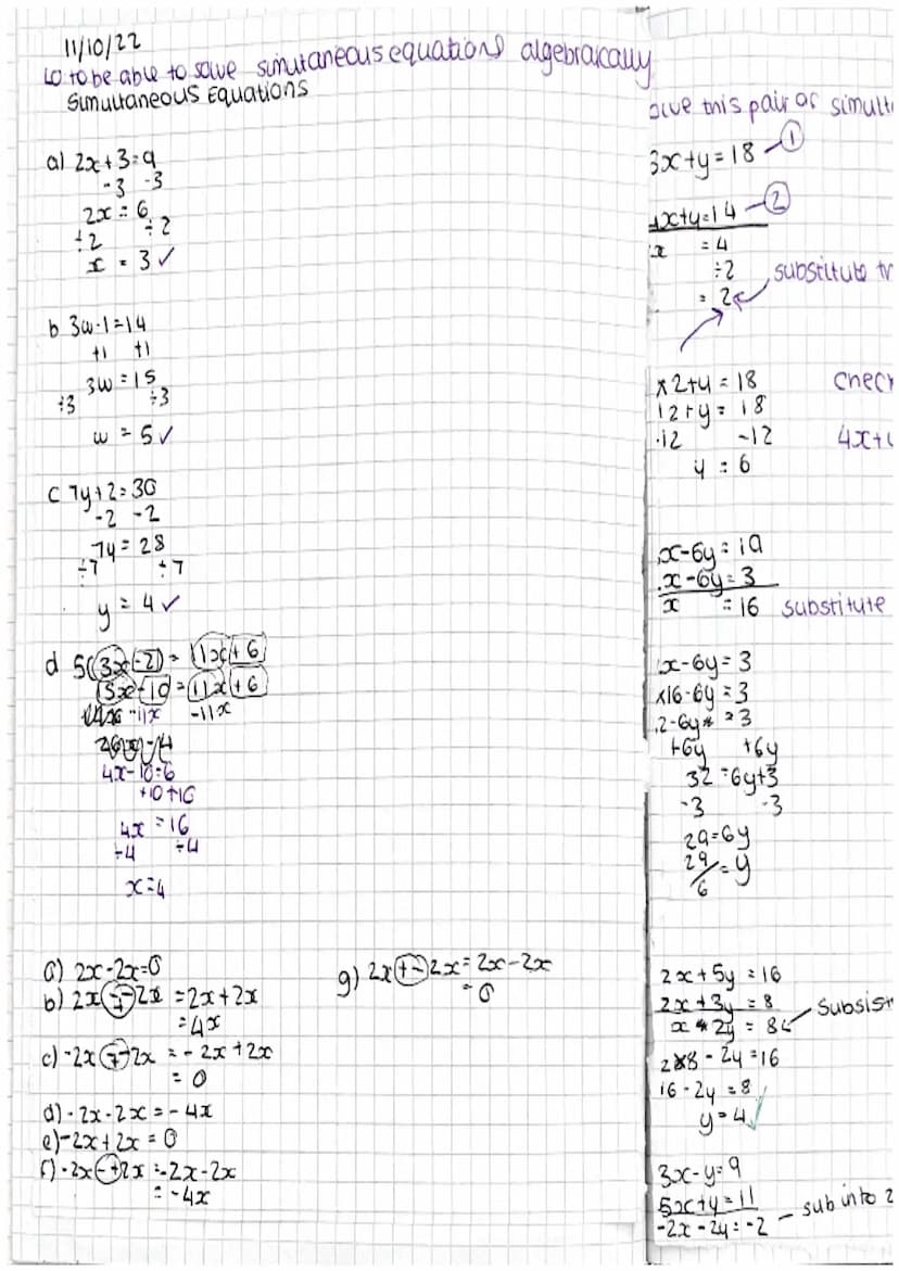 6/10/22
LO: to be able to solve simultaneousing equations graphically
cover up method=x+y=7
10 9 8 7 6 5 4 3 2
y=x-3
y=x-3
Sisic
check in y=