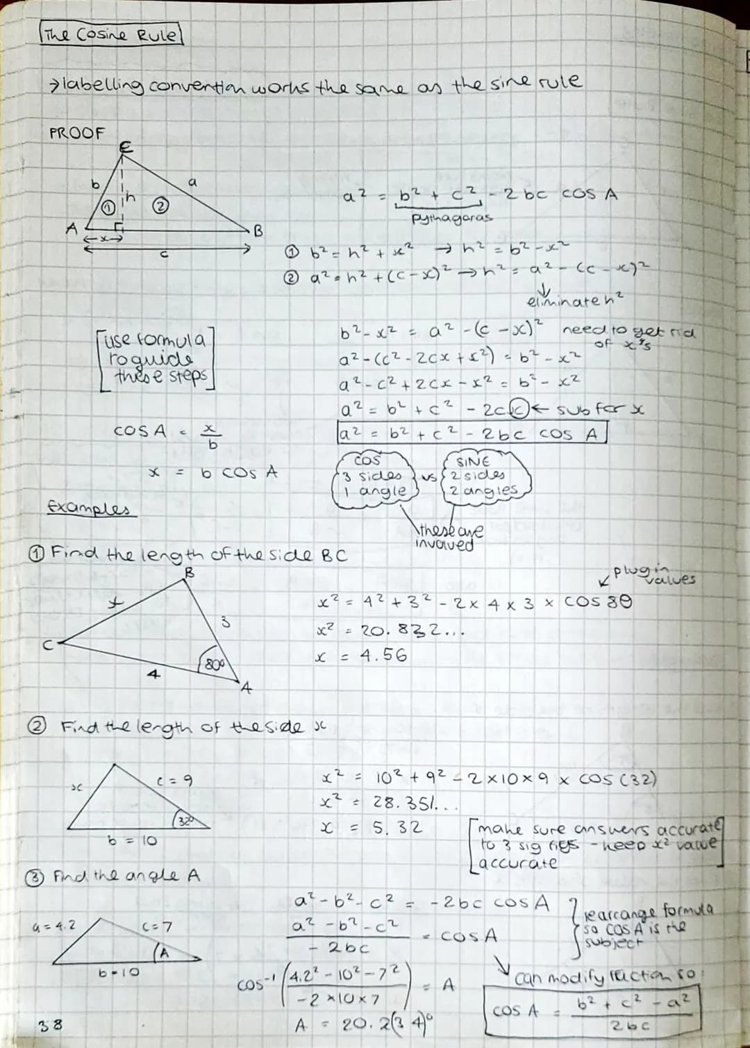 Trigonometry
The Sine Rule
A
PROOF
b
b
Examples
A
C
с
d
1720
P
a
76
1 find the length of the side x
C
750
10
C
the sine rule
(find sides!
an