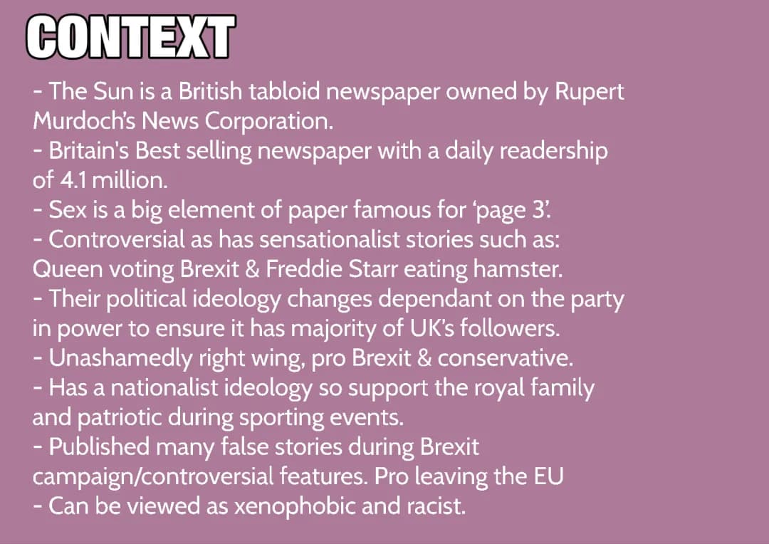 Eduqas GCSE Media Studies The Sun Notes PDF (2024, 2025) - All Answers & Context