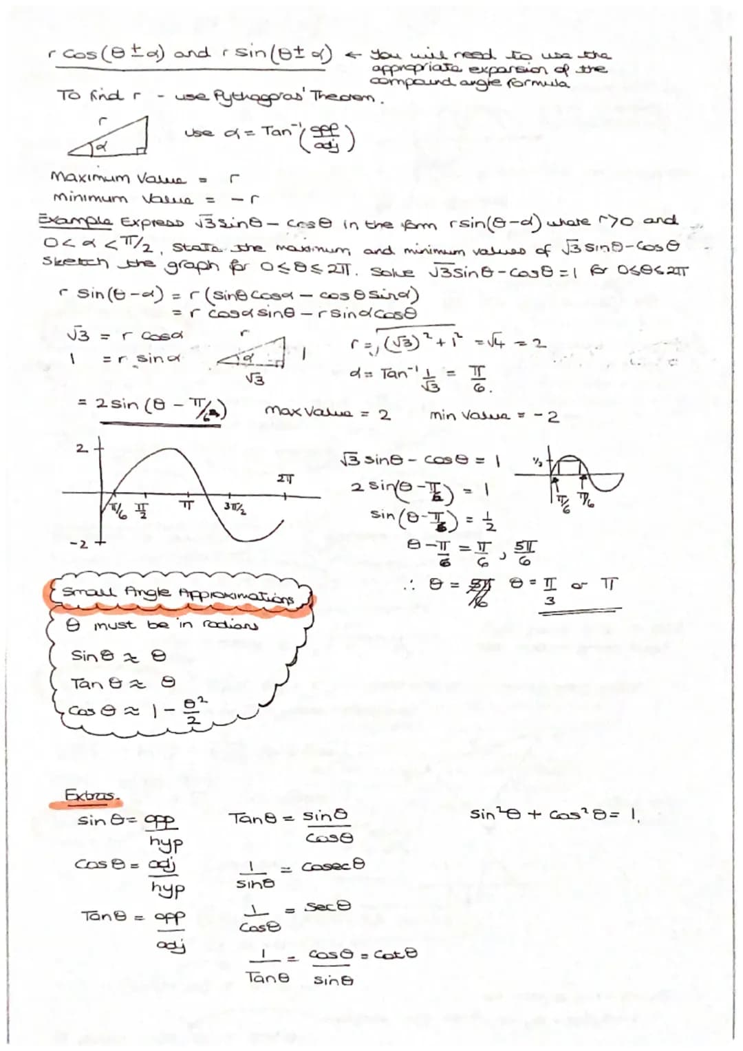 Basic Trig.
Special CasaD
√2
45°
Trig Graphs
A
1
y=sinz
g. Soke
180 360
b
sin x ==
as &
1
line =
P
and ISO
Frig Identities
ن ال ل او ر
Sон с