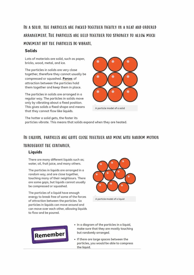 YEAR 7 PARTICLES REVISION
SOLIDA SUBSTANCE OR OBJECT THAT IS HARD/FIRM RATHER THAN A LIQUID
OR FLUID BODY.
LIQUID A SUBSTANCE THAT CAN FLOW 