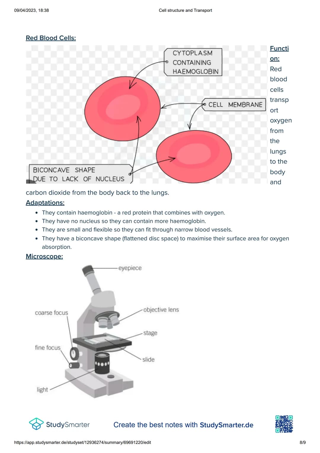 09/04/2023, 18:38
Cell structure and Transport
Word
Meaning
Controls the functions and activities of a cell. Contains the instructions of ma