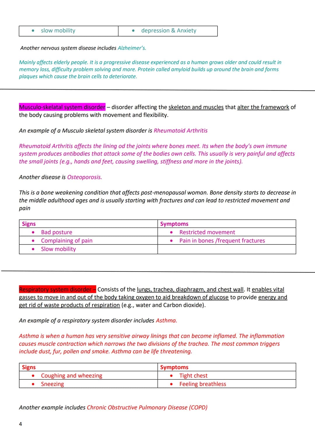 Unit 14: Physiological Diseases
Coursework unit:
LAA: Investigation of the causes and effects of physiological disorders
Physiological Disea