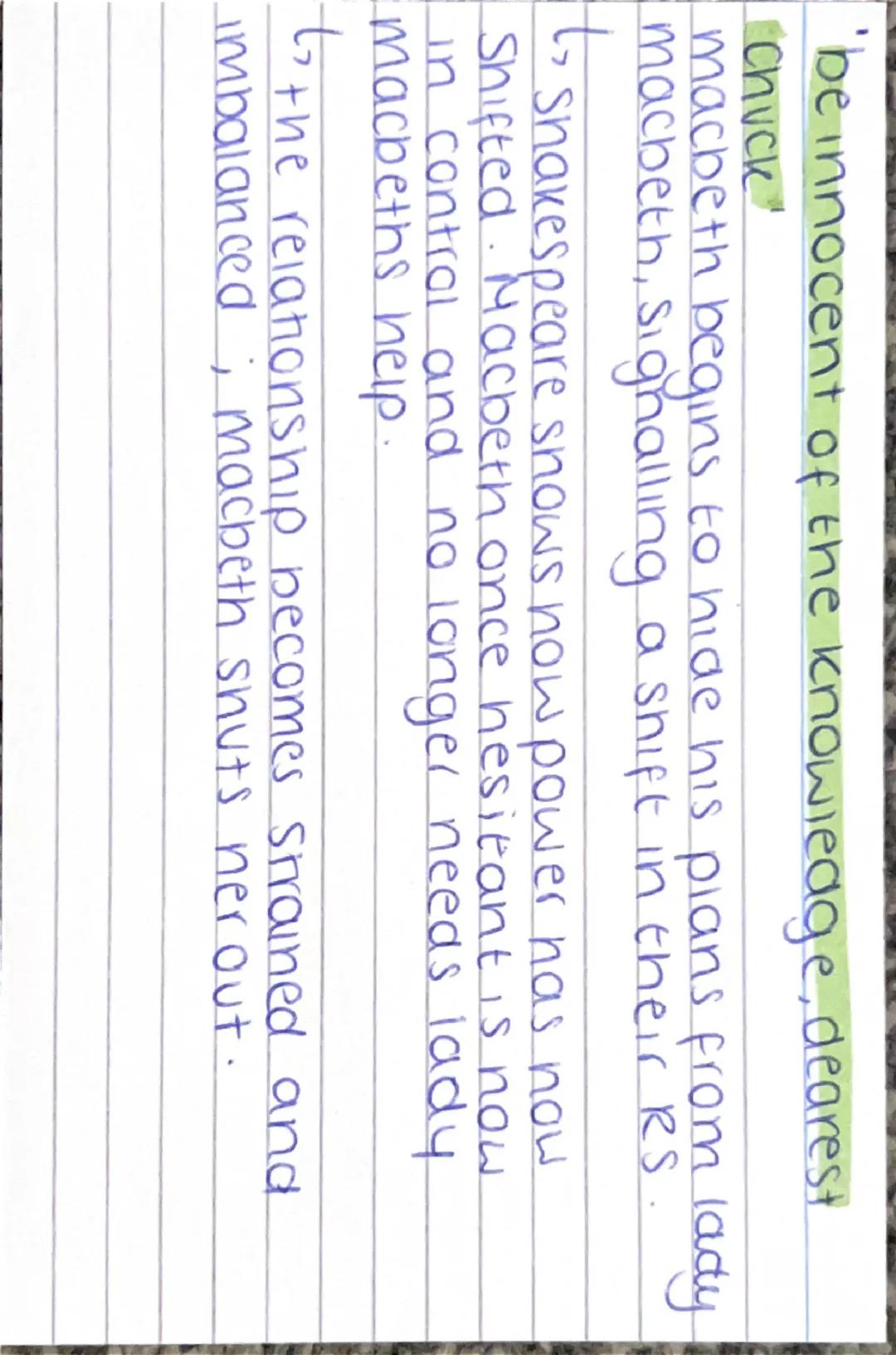 # MACBETH

THEME: RELATION-

SHIP

INCLUDES:: QUOTES
ANALYSIS
* WRITERS INTENT. 'my dearest partner of greatness..
refers to lady macbeth as