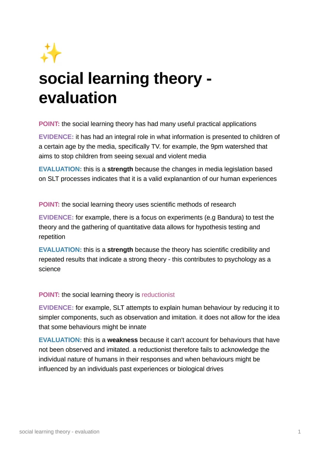 2
social learning theory
main assumptions
• behaviour is learned from experience
• people learn via a process of observation and imitation o