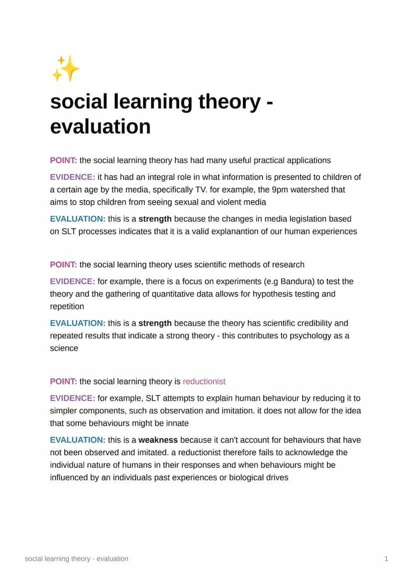 2
social learning theory
main assumptions
• behaviour is learned from experience
• people learn via a process of observation and imitation o