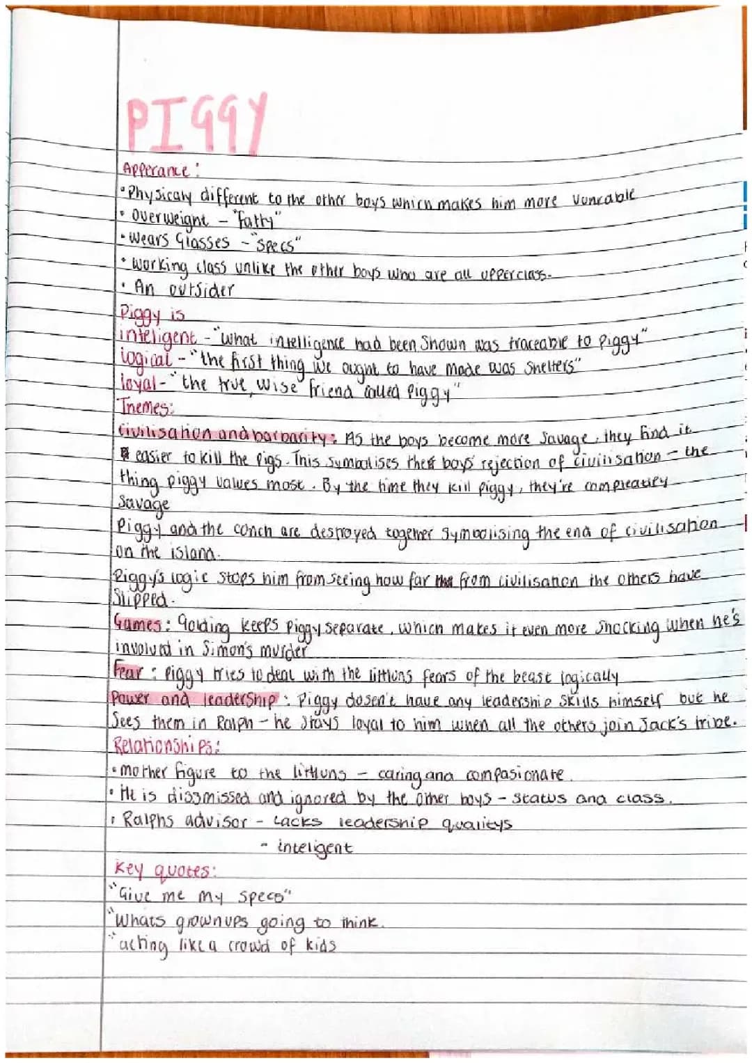 Piggy Character Analysis and Quotes in Lord of the Flies