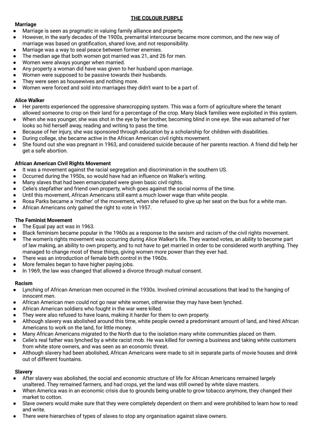 The Colour Purple - Context Notes
