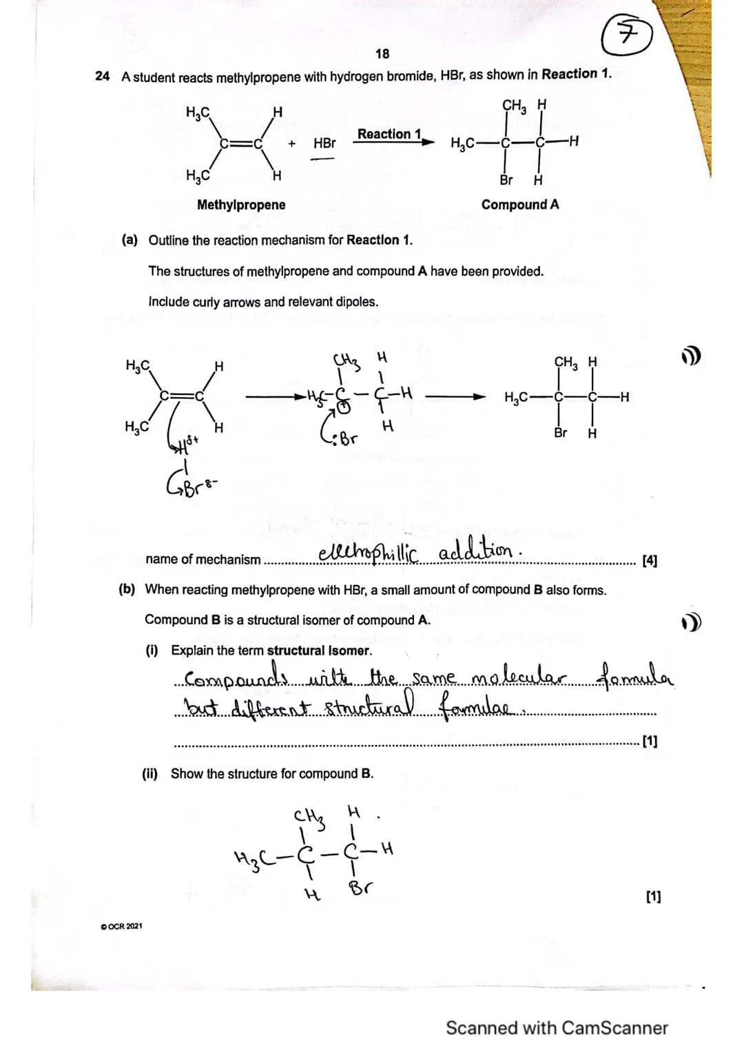 6
(6
14
Organic compounds can be prepared in the laboratory using synthetic routes with two or more
stages.
(a) A student devises a two-stag