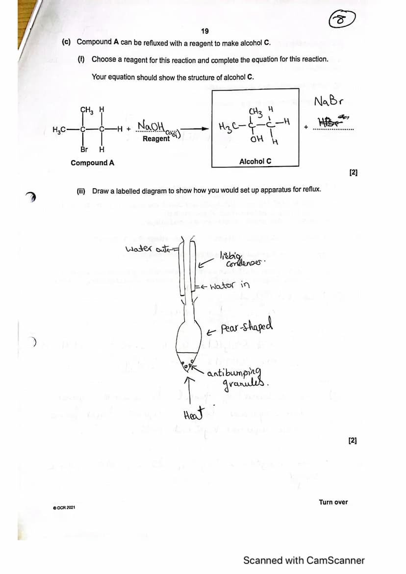 6
(6
14
Organic compounds can be prepared in the laboratory using synthetic routes with two or more
stages.
(a) A student devises a two-stag