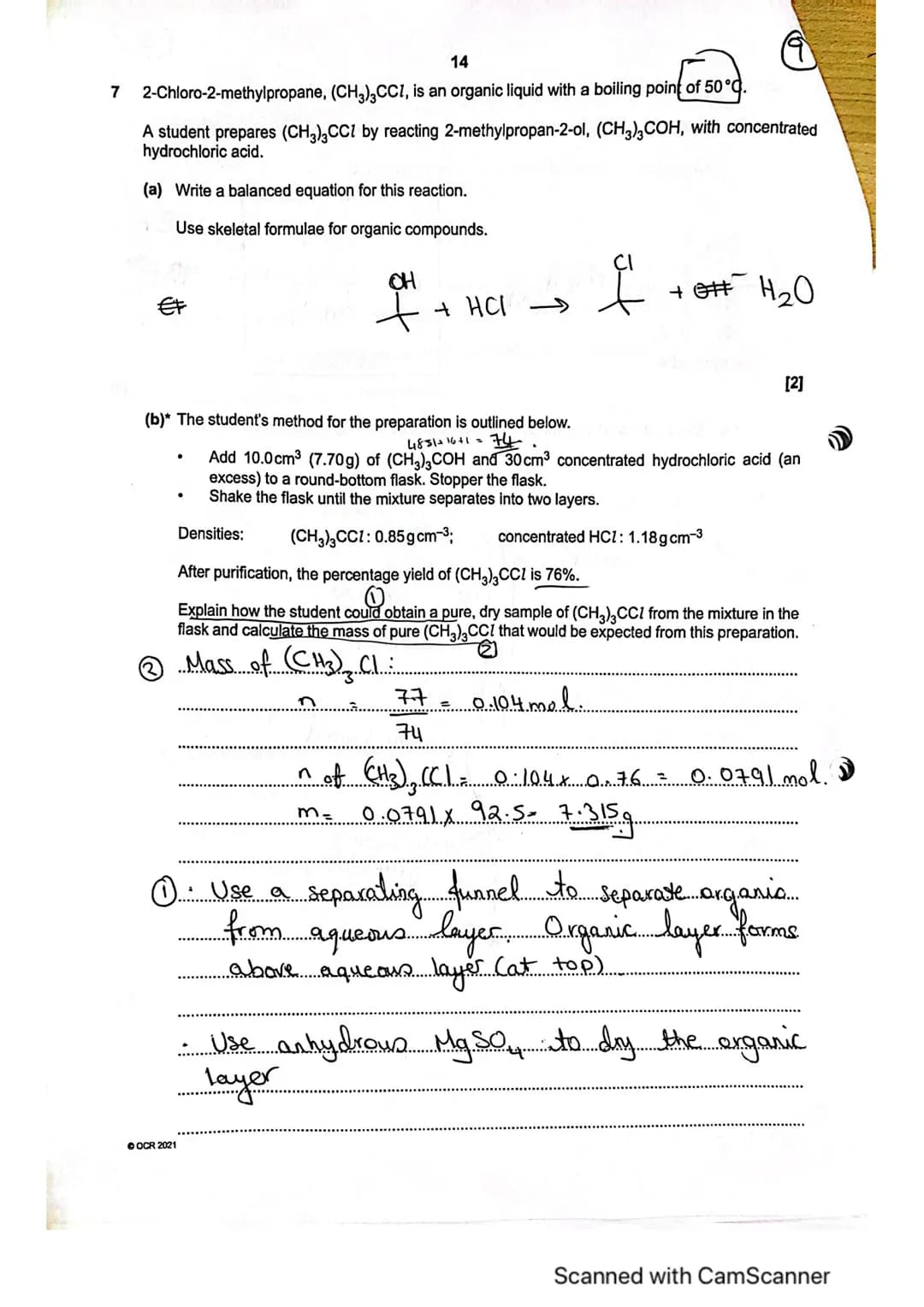 6
(6
14
Organic compounds can be prepared in the laboratory using synthetic routes with two or more
stages.
(a) A student devises a two-stag