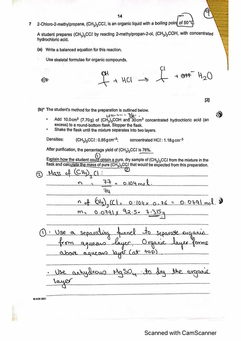 6
(6
14
Organic compounds can be prepared in the laboratory using synthetic routes with two or more
stages.
(a) A student devises a two-stag