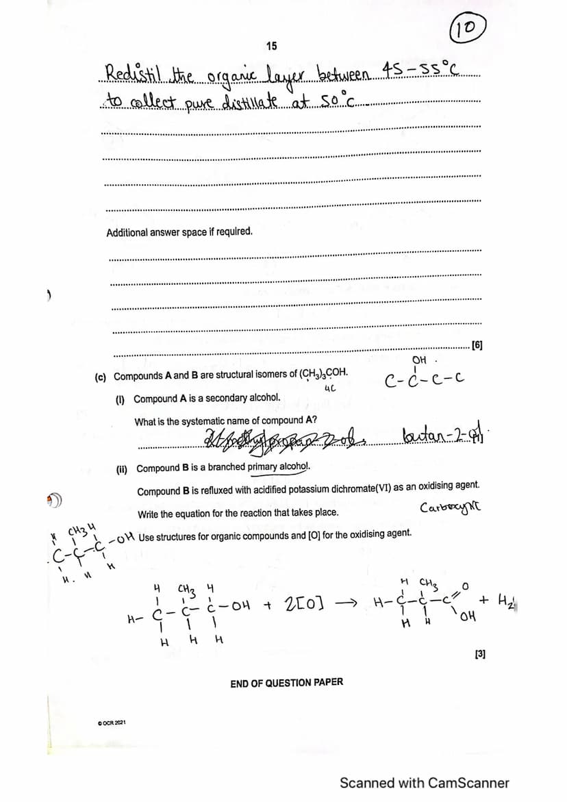 6
(6
14
Organic compounds can be prepared in the laboratory using synthetic routes with two or more
stages.
(a) A student devises a two-stag