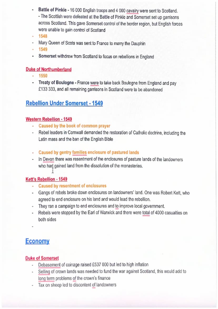 Edward VI 1547-1553
RELIGION
Duke of Somerset
1547
-
Duke of Northumberland
1552
Treason Act - crime to question the Act of Supremacy and th