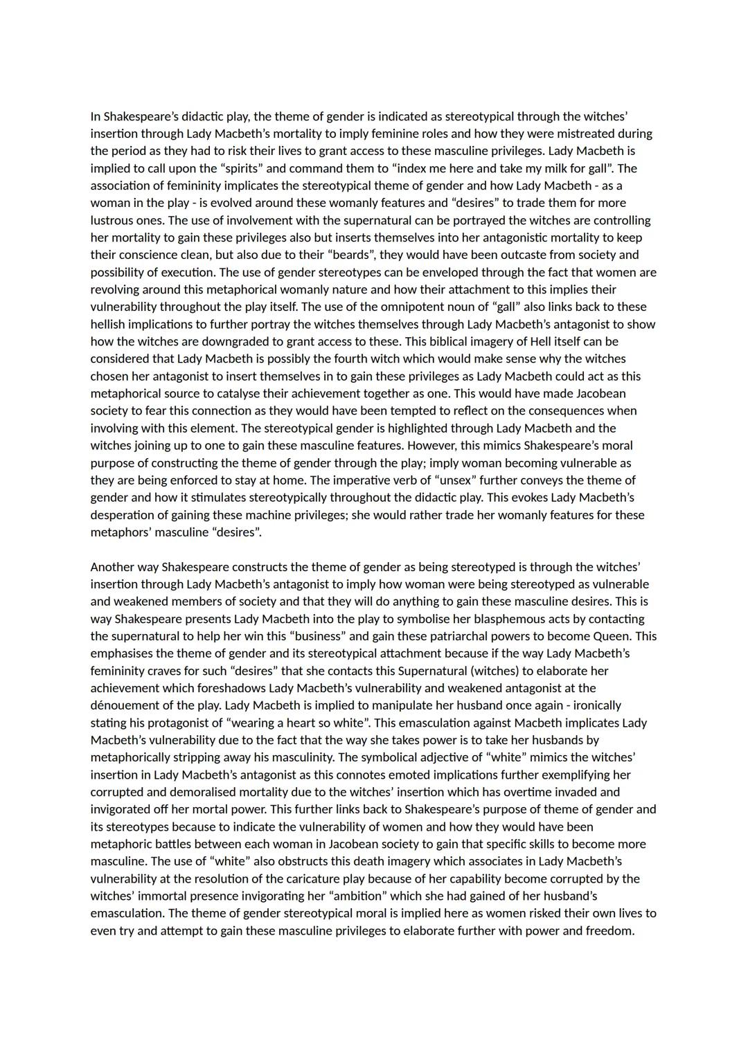 # How does Shakespeare present gender in Macbeth?

In Shakespeare's didactic tragedy, the theme of gender is presented as stereotypical thro