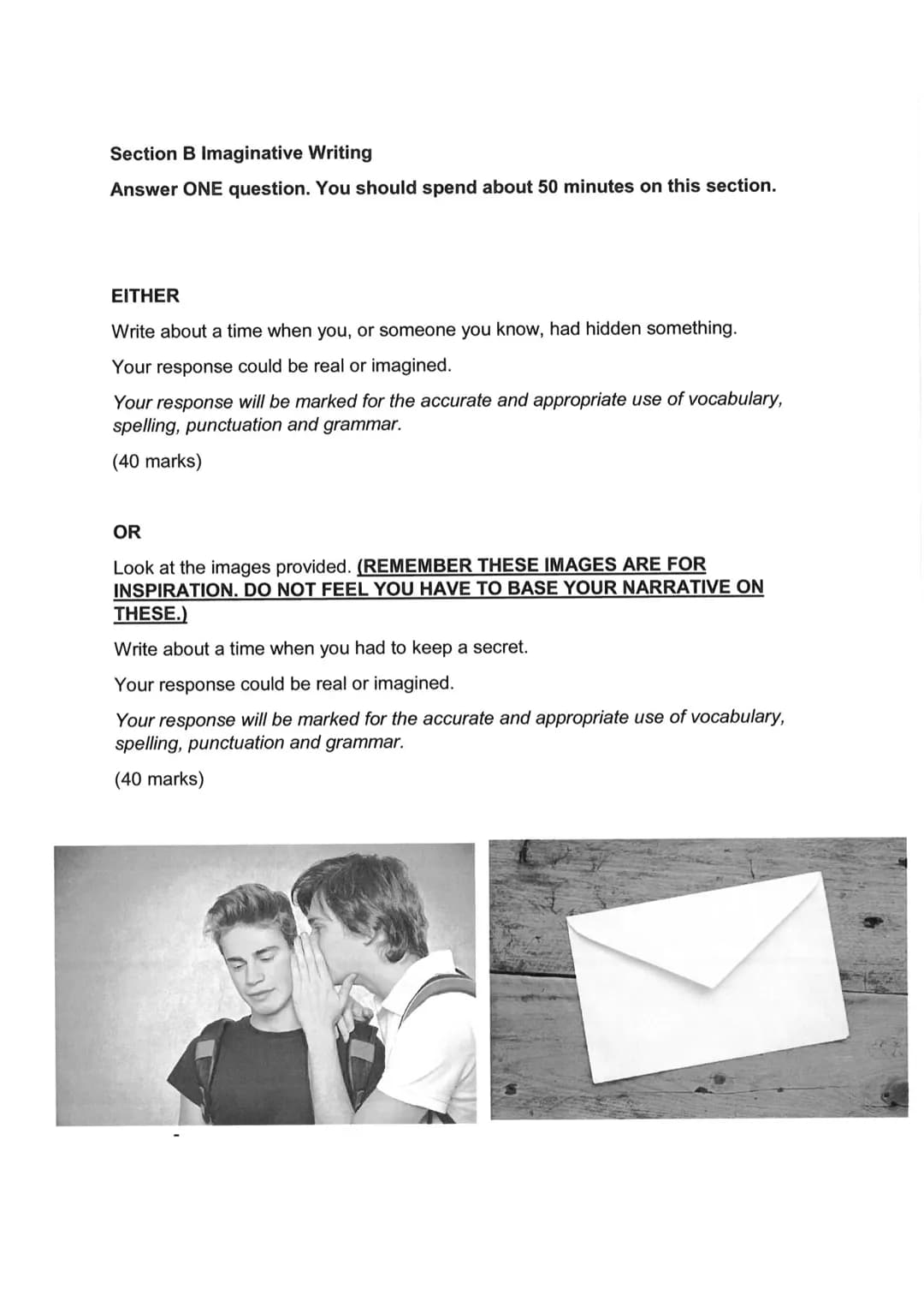 GCSE LANGUAGE - FICTION
AND IMAGINATIVE WRITING
PAPER 1: SECTION B
REVISION BOOKLET Preparation for Fiction and Imaginative Writing Assessme