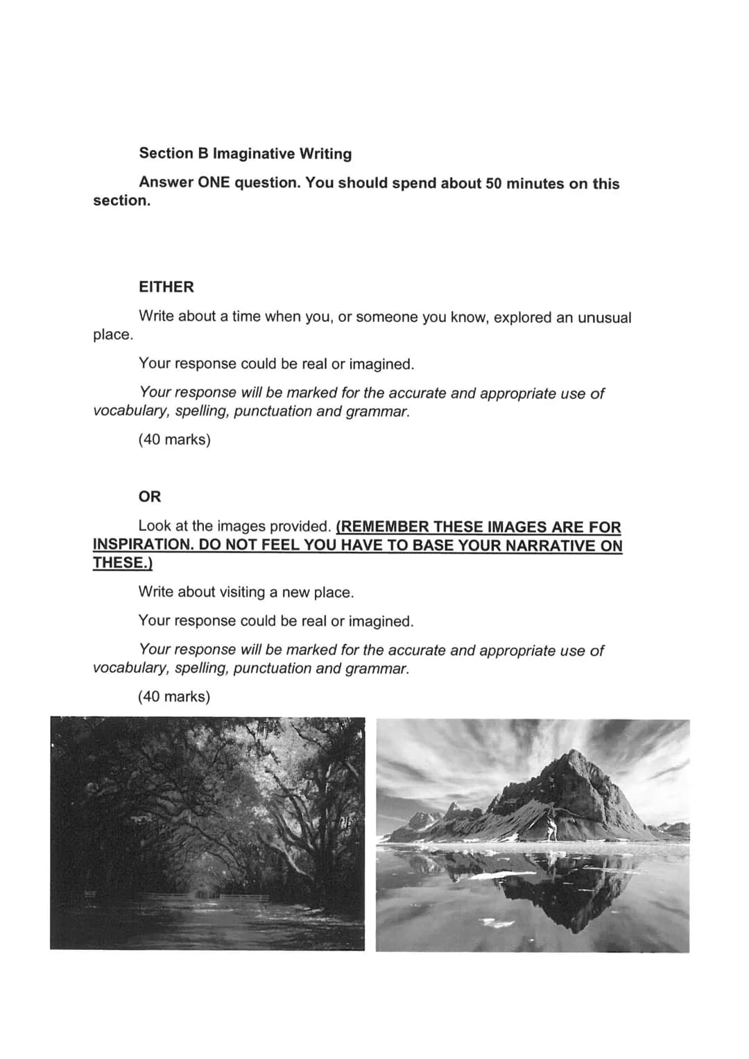 GCSE LANGUAGE - FICTION
AND IMAGINATIVE WRITING
PAPER 1: SECTION B
REVISION BOOKLET Preparation for Fiction and Imaginative Writing Assessme