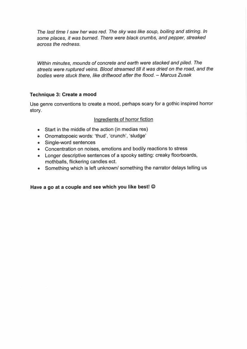 GCSE LANGUAGE - FICTION
AND IMAGINATIVE WRITING
PAPER 1: SECTION B
REVISION BOOKLET Preparation for Fiction and Imaginative Writing Assessme