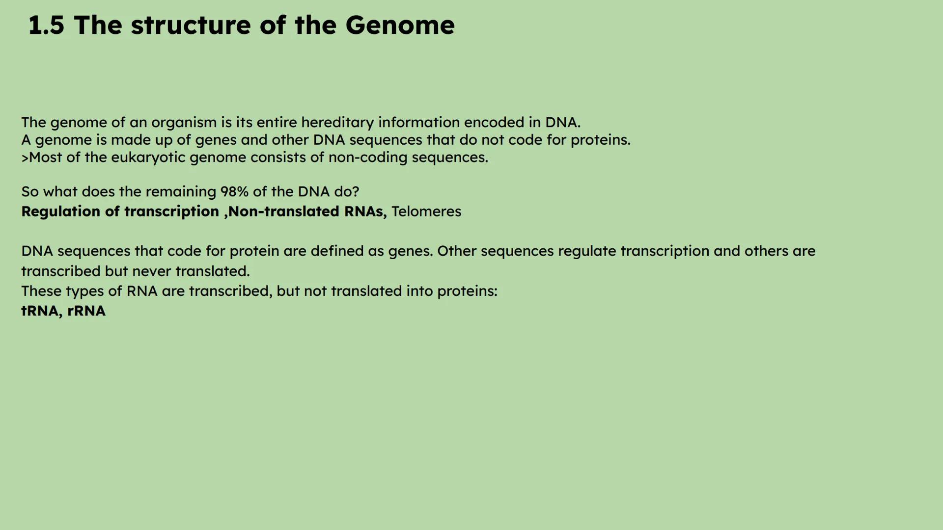 Biology Summary Slides 1.1 The structure of DNA
Each DNA nucleotide has a phosphate, deoxyribose sugar and a base.
Base pairs are held toget