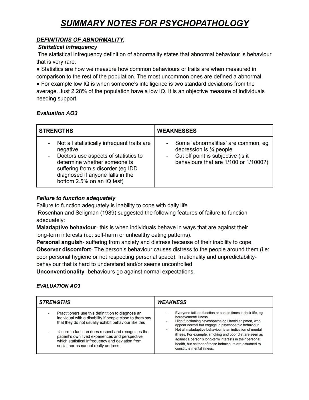 Understanding Abnormality in Psychology: Key Definitions and Evaluations