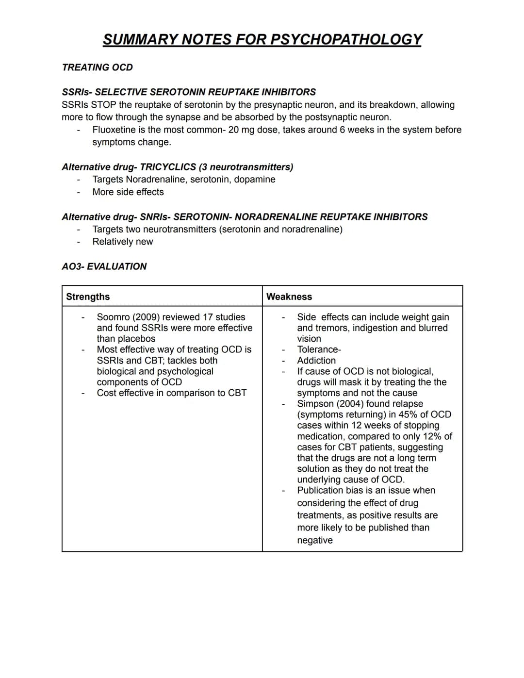 SUMMARY NOTES FOR PSYCHOPATHOLOGY
DEFINITIONS OF ABNORMALITY.
Statistical infrequency
The statistical infrequency definition of abnormality 