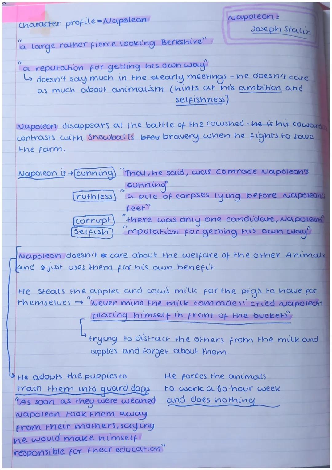 Animal farm - Napoleon character profile