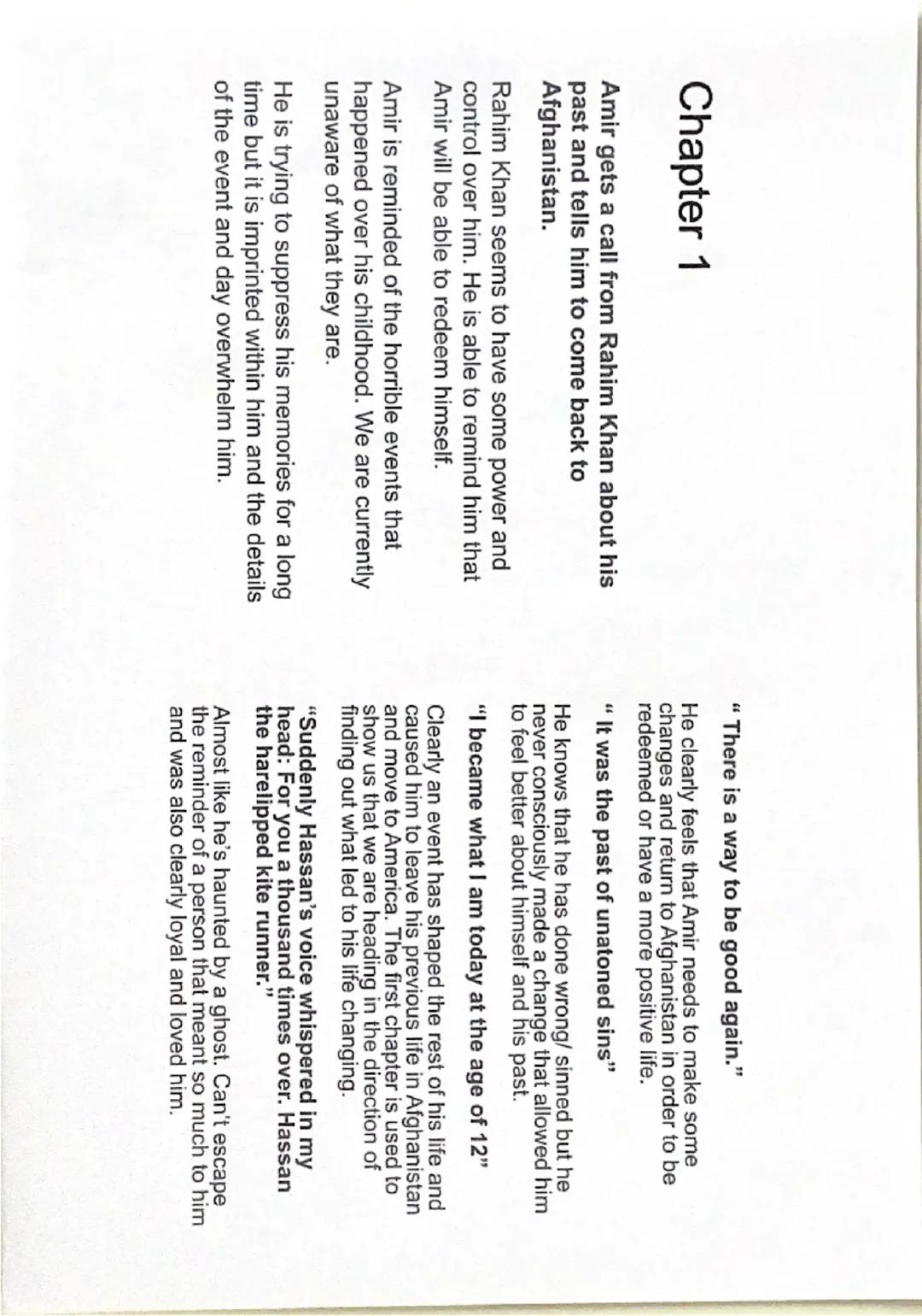 Chapter summaries: Kite Runner 