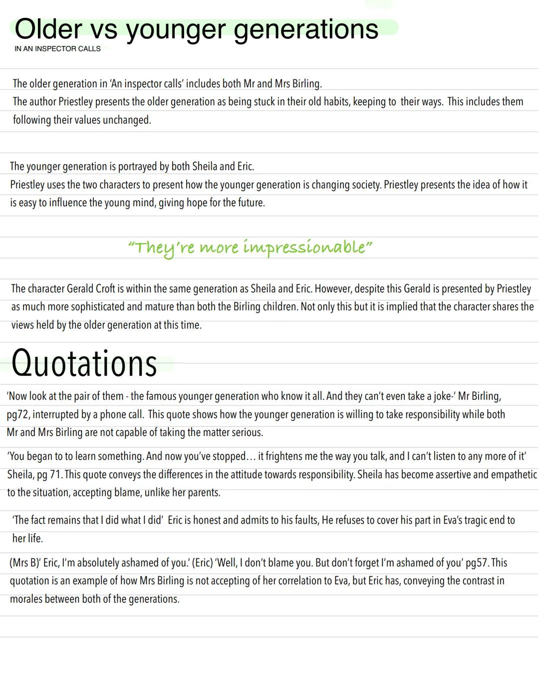 # Older vs younger generations
IN AN INSPECTOR CALLS

The older generation in 'An inspector calls' includes both Mr and Mrs Birling.
The aut