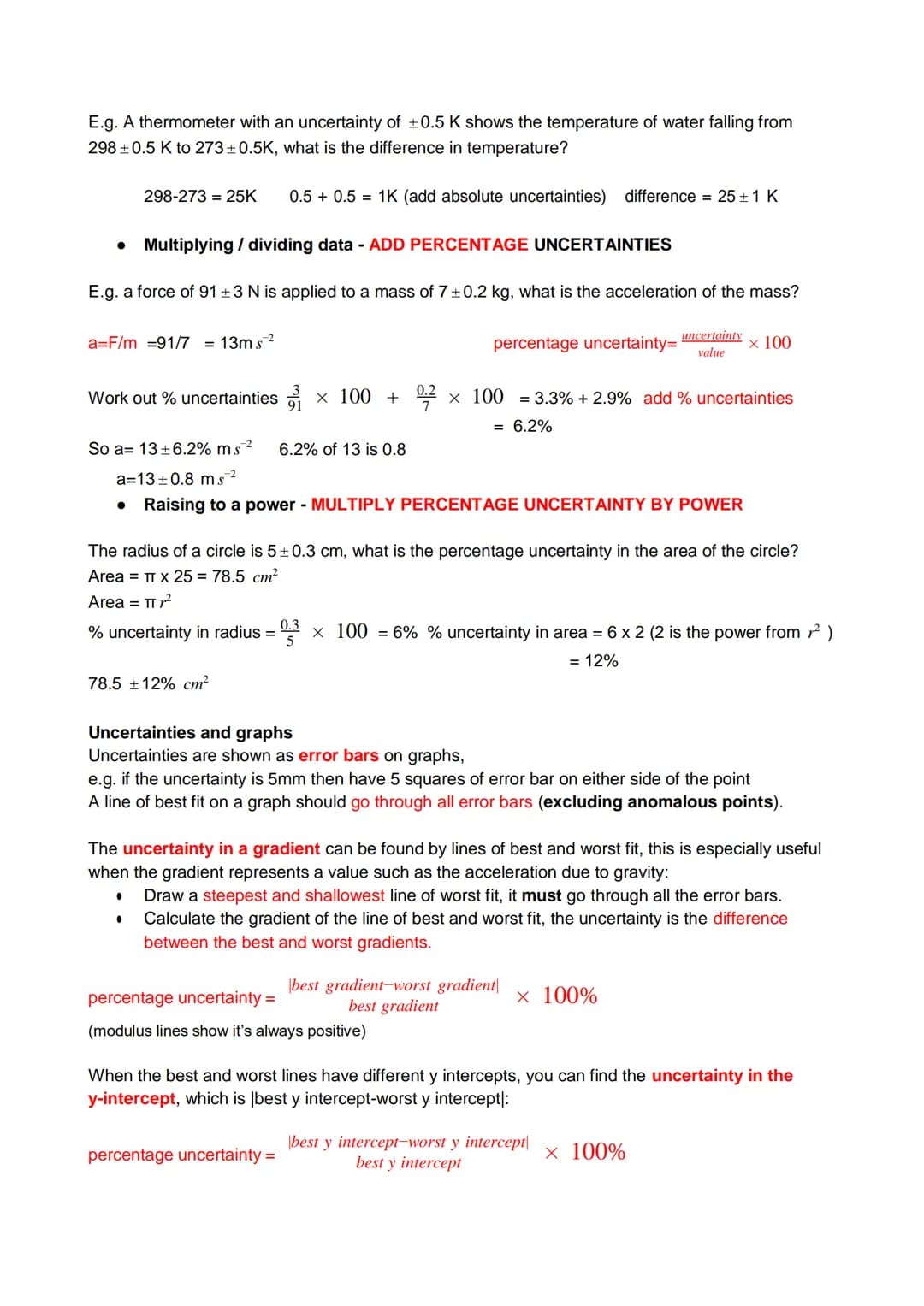AQA Physics A-Level
Measurements and their Errors
Revision Notes Measurements and their errors
Uses of SI units and their prefixes
SI units 