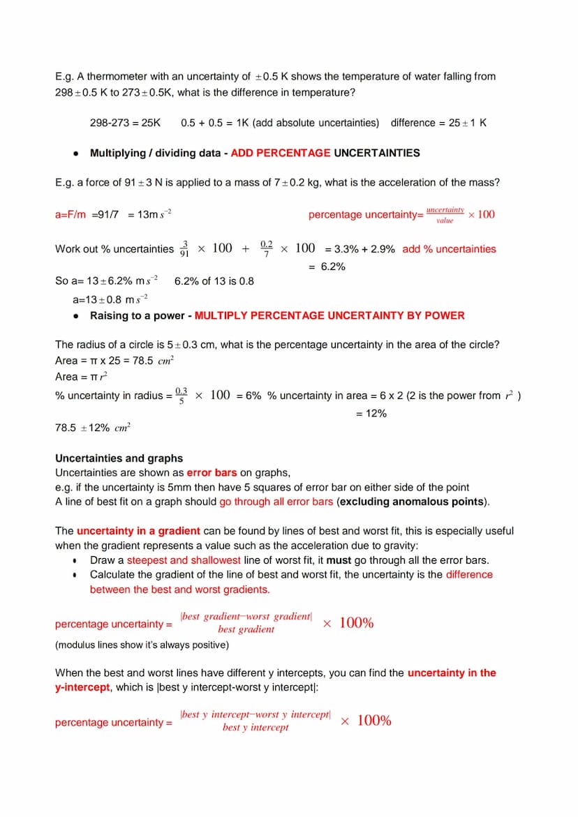 AQA Physics A-Level
Measurements and their Errors
Revision Notes Measurements and their errors
Uses of SI units and their prefixes
SI units 