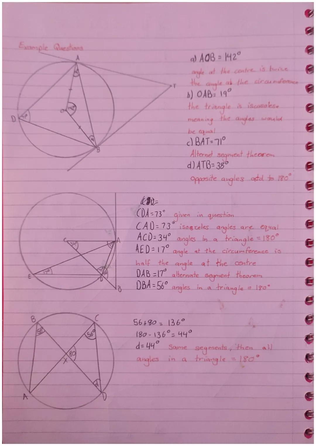 # CIRCLE THEOREMS

Radius
Diametre
Tangent
Seclar
Arc
Chord
Segmant
Origin
Circumference

The theorems

The angle at the
centre is twice.
th