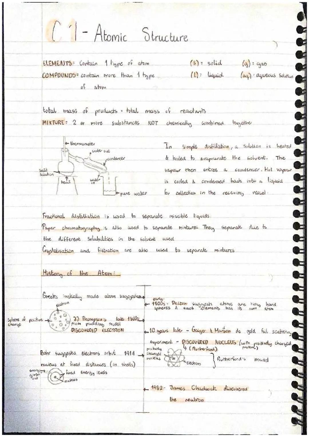AQA gcse triple higher c1 chemistry condensed notes 